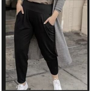 Ryllace Women's High Rise Pleated Joggers Charcoal Black Size 3X Plus $168